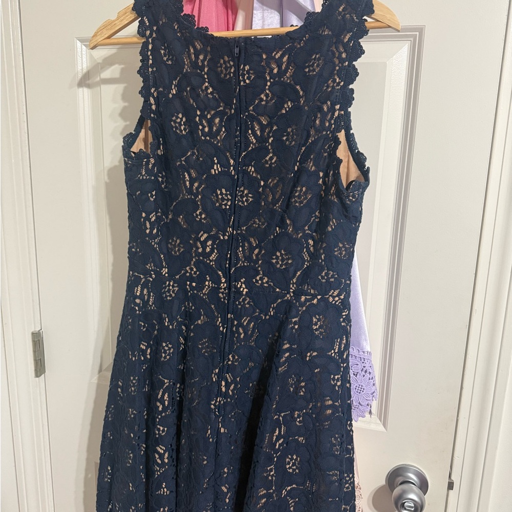 Elegant Navy Lace Dress